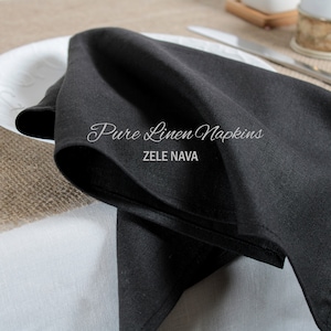 Black Linen napkins / 100% Soft Linen, Non-Shrink, OEKO-Tex Certified / Gifts for Women / Housewarming gift / Handmade in the US