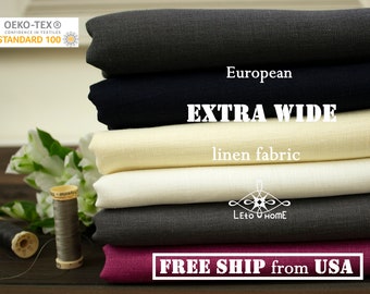 European EXTRA WIDE linen fabric by the yard 100% natural Linen bedding fabric Medium weight linen fabric for curtains, pillows, sheets