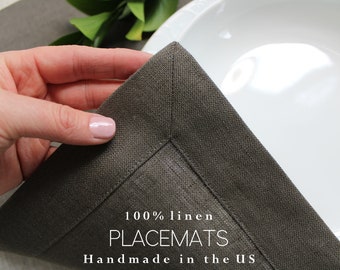 Elegant Linen Placemats: Natural Dining / Linen placemat / Premium quality Linen placemats set of 4, 6, 8 / Placemat set in various colors