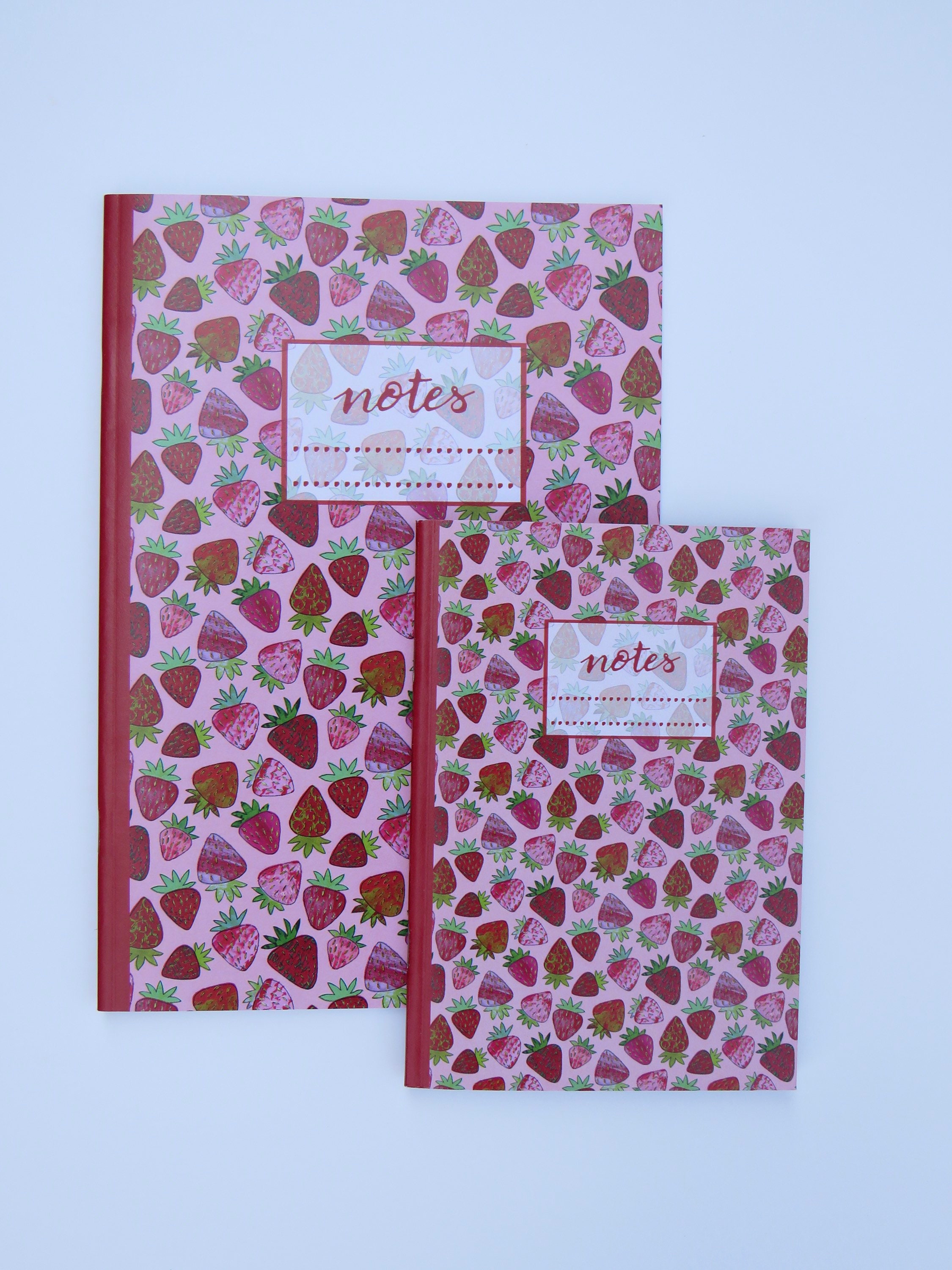 Strawberry Pattern Notebook in A5 and A6 / Strawberry Print Etsy UK