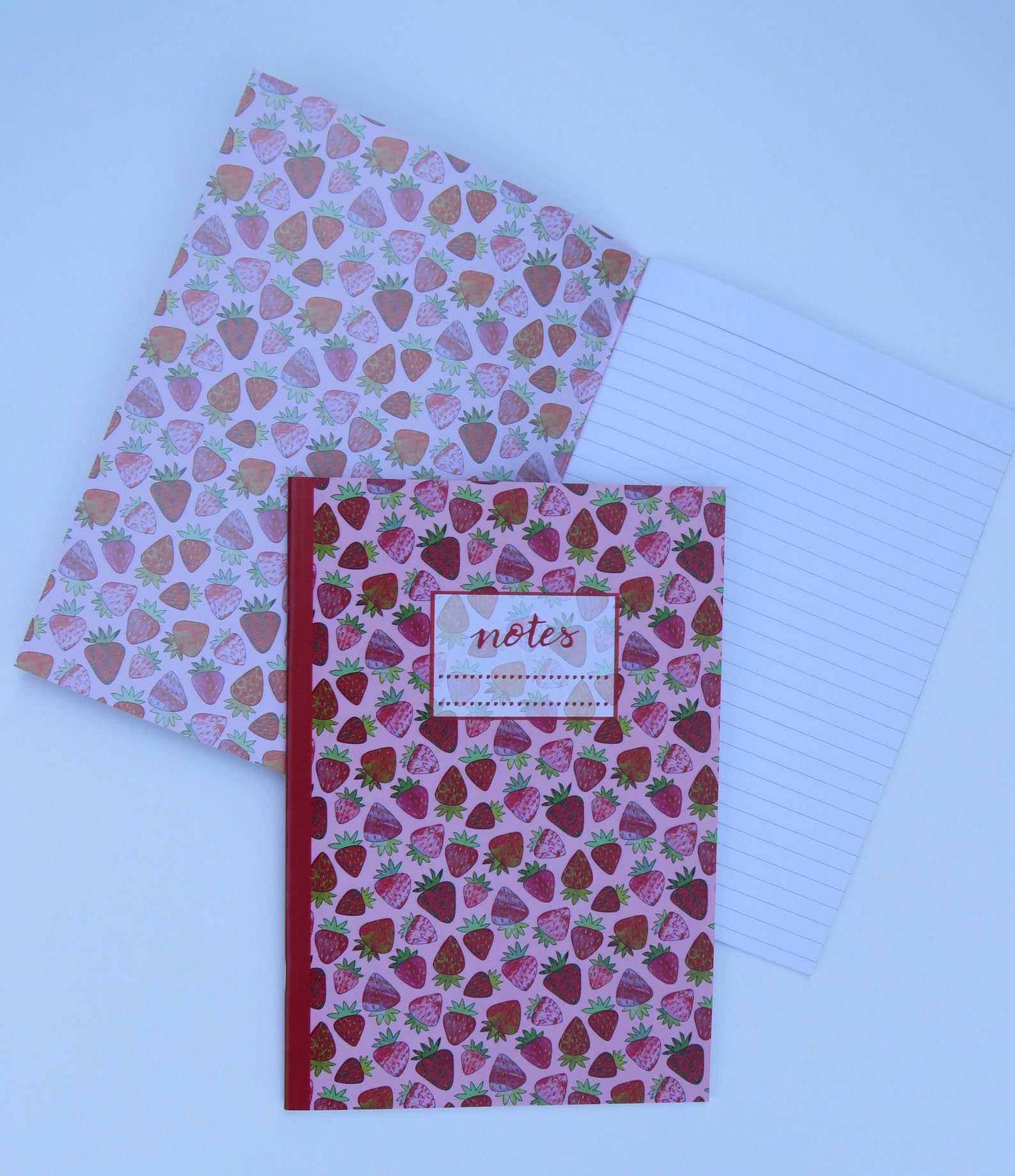 Strawberry Pattern Notebook in A5 and A6 / Strawberry Print Etsy UK