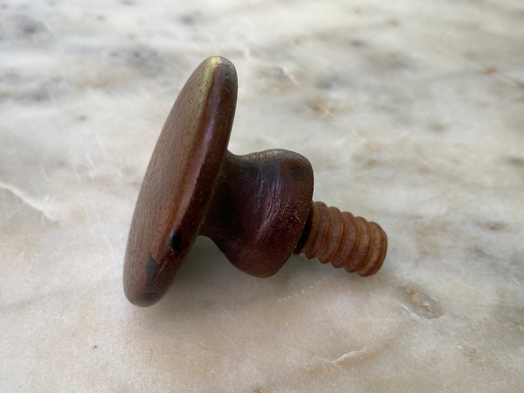 One Large Antique Wooden Drawer Knob Pull With Hand Carved Etsy