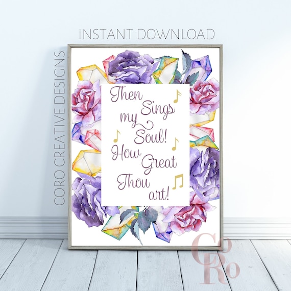 great thou art lyrics printable gallery wall home etsy
