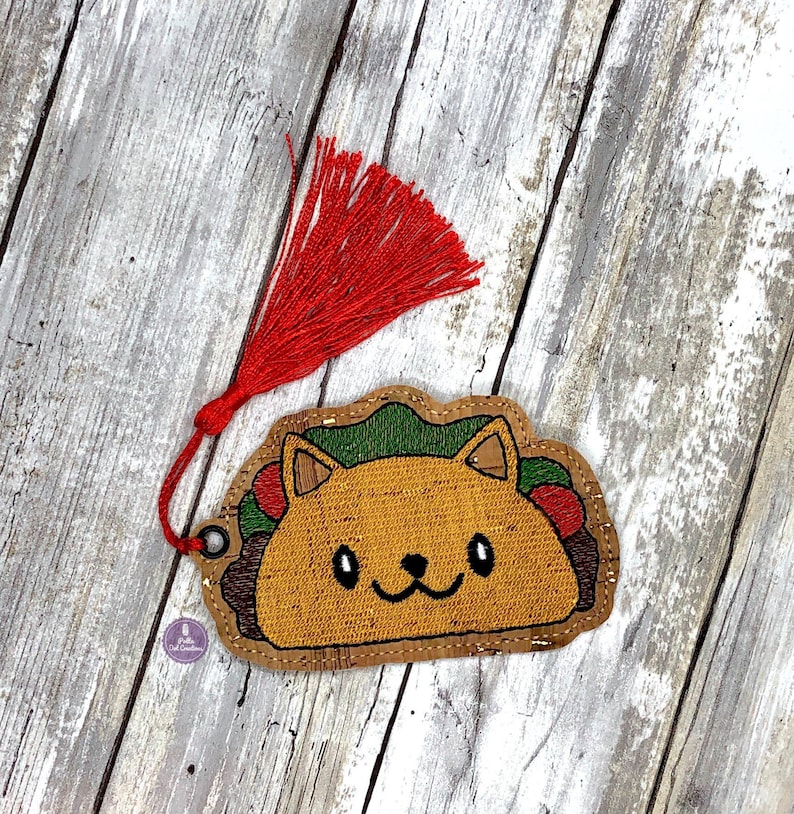 Taco Cat Bookmark Embroidery Design DIGITAL DOWNLOAD machine embroidery image 1