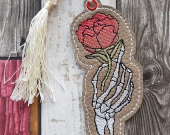 Skull Rose Bookmark Embroidery Design DIGITAL DOWNLOAD machine embroidery