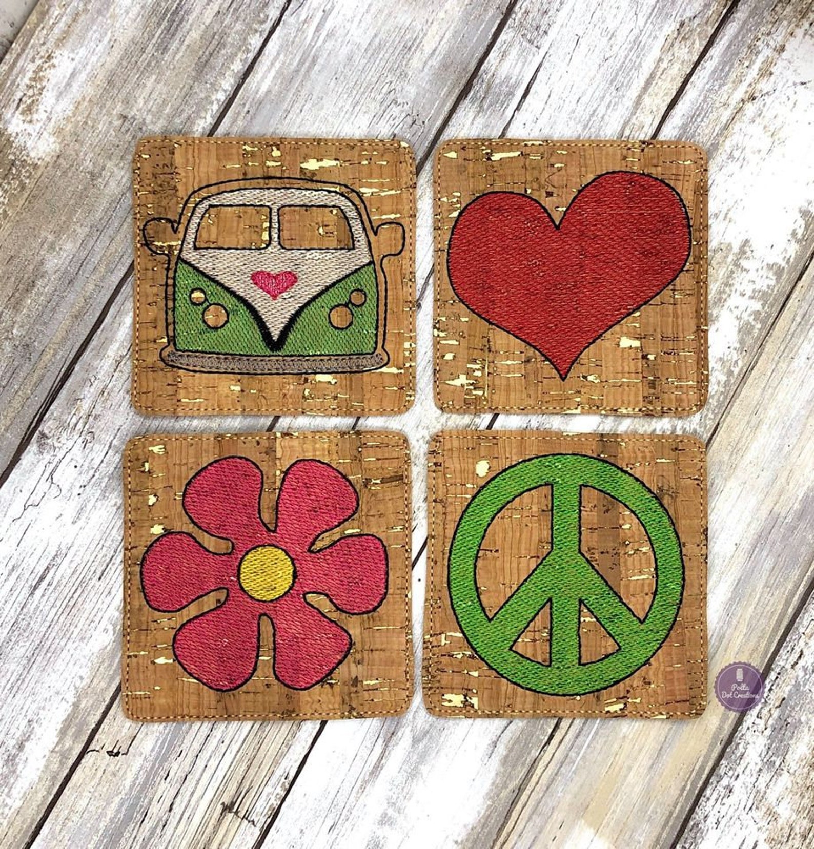 Camper coasters embroidery design digital download machine  etsy