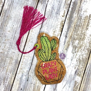 Crazy Plant Lady Bookmark Embroidery Design DIGITAL DOWNLOAD machine embroidery