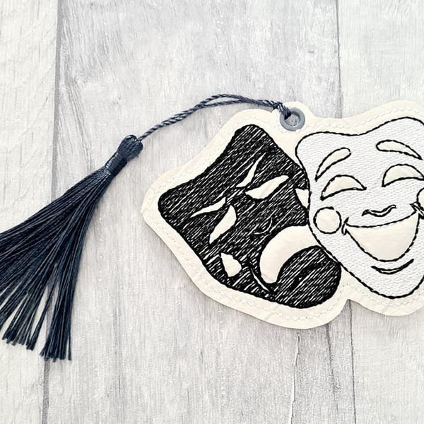 Drama Masks Bookmark Embroidery Design DIGITAL DOWNLOAD machine embroidery