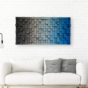 Handmade Wood Wall Art - Gradient Wall Decor - Grey Blue Wall Art