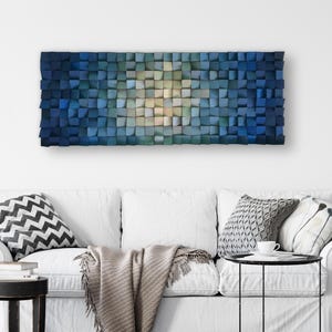 Handmade Wood Wall Art - Blue Wall Decoration - Wood Sound Diffuser
