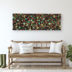 Wood Sound Diffuser - Wood Wall Art - Brown Green Wall Decor