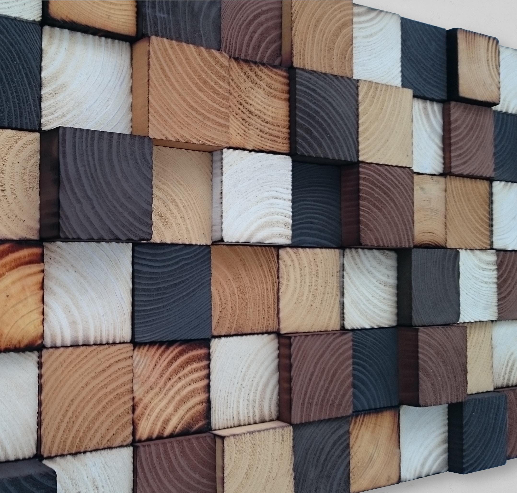 Geometric Wood Wall Art - Handcrafted Reclaimed Pine Mosaic - Etsy