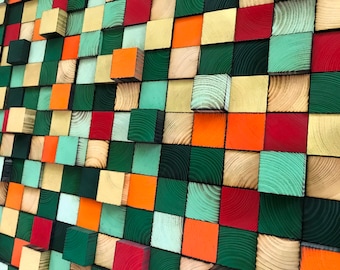 Geometrische Holz Wand Kunst - Altholz Mosaik, Wohnzimmer Dekor