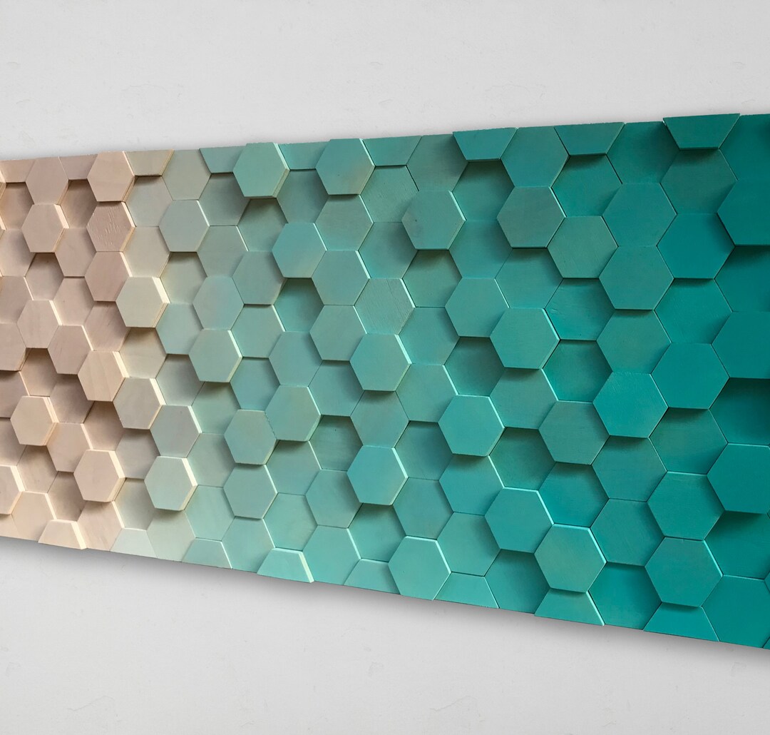 Wood Wall Art - Geometric Wall Decor - Hexagon Wall Art - Honeycomb ...