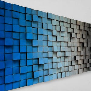 Blue Grey Wall Art - Wood Wall Decor - Ombre Sound Diffuser