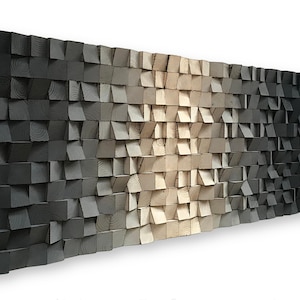 Ombre Wood Wall Art - Black And White Wall Decor - Wood Sound Diffuser