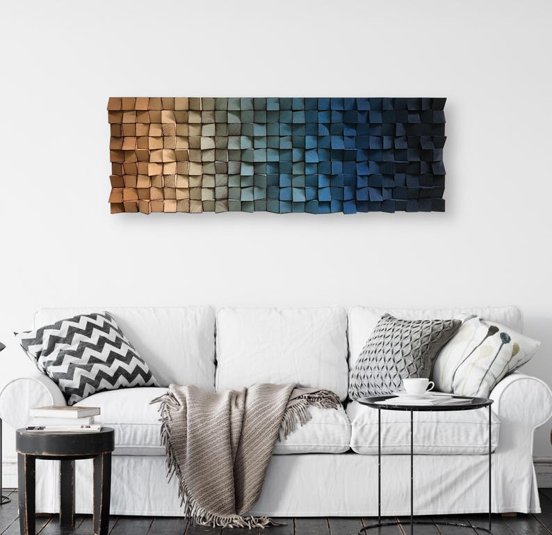 Handmade Reclaimed Pine Wood Wall Art - Ombre Mosaic Decor - Etsy