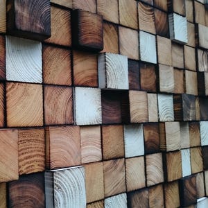 Wood Wall Art - Reclaimed Wood Wall Decor - Wooden Mosaic - Living Room Wall Art