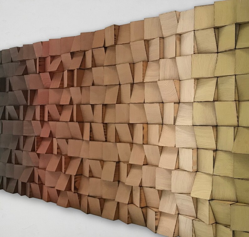 Reclaimed Wood Mosaic Wall Art - Ombre Geometric Decor - Etsy