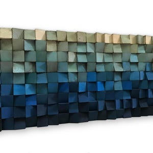Blue Wall Decor - Geometric Wall Art - Wood Sound Diffuser