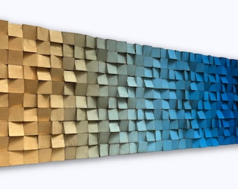 Wood Wall Art - Wood Mosaic - Wood Sound Diffuser - Acoustic Panel