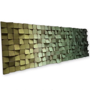 Wood Wall Art - Green Sound Diffuser - Living Room Wall Decor