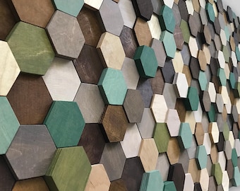 Handmade Reclaimed Wood Hexagon Wall Art – Honeycomb Mosaic