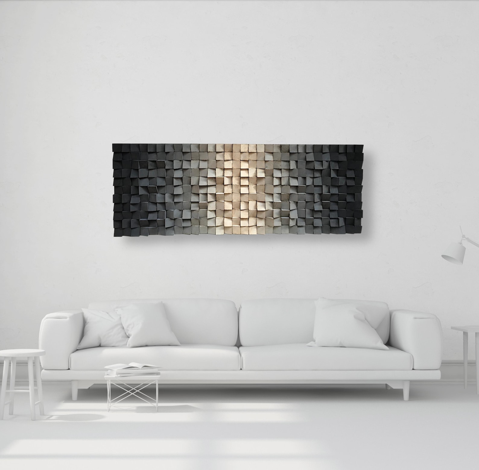 Ombre Reclaimed Wood Wall Art – Black and White Mosaic - Etsy