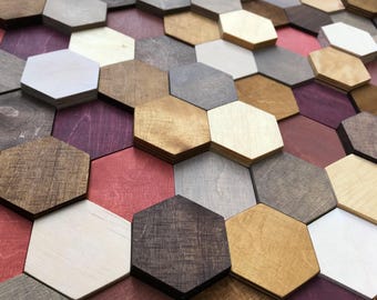 Handmade Reclaimed Wood Hexagon Wall Art – Honeycomb Mosaic