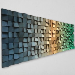 Reclaimed Wood Gradient Wall Art - Handmade Sound Diffuser