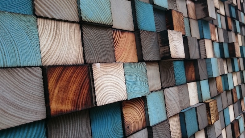 Reclaimed Wood Mosaic Wall Art – Geometric Rustic Decor - Etsy