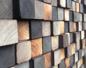 Wooden Art Wall Sculpture - Reclaimed wood - Rustic Sculpture
