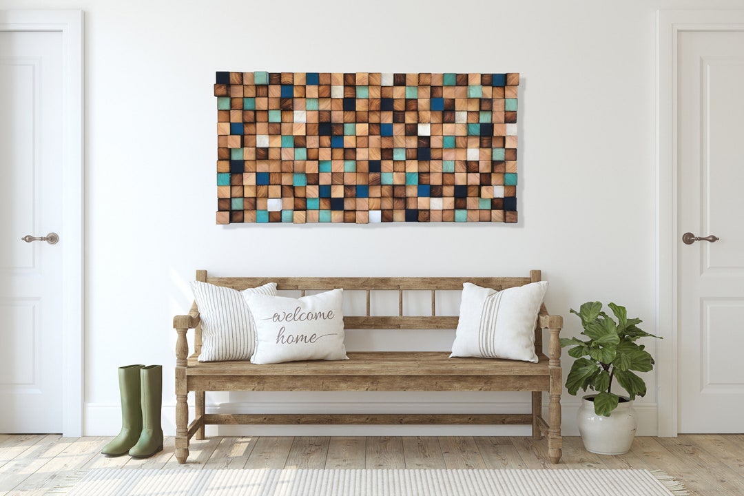 Reclaimed Wood Mosaic Wall Art - 3D Wood Sound Diffuser - Etsy