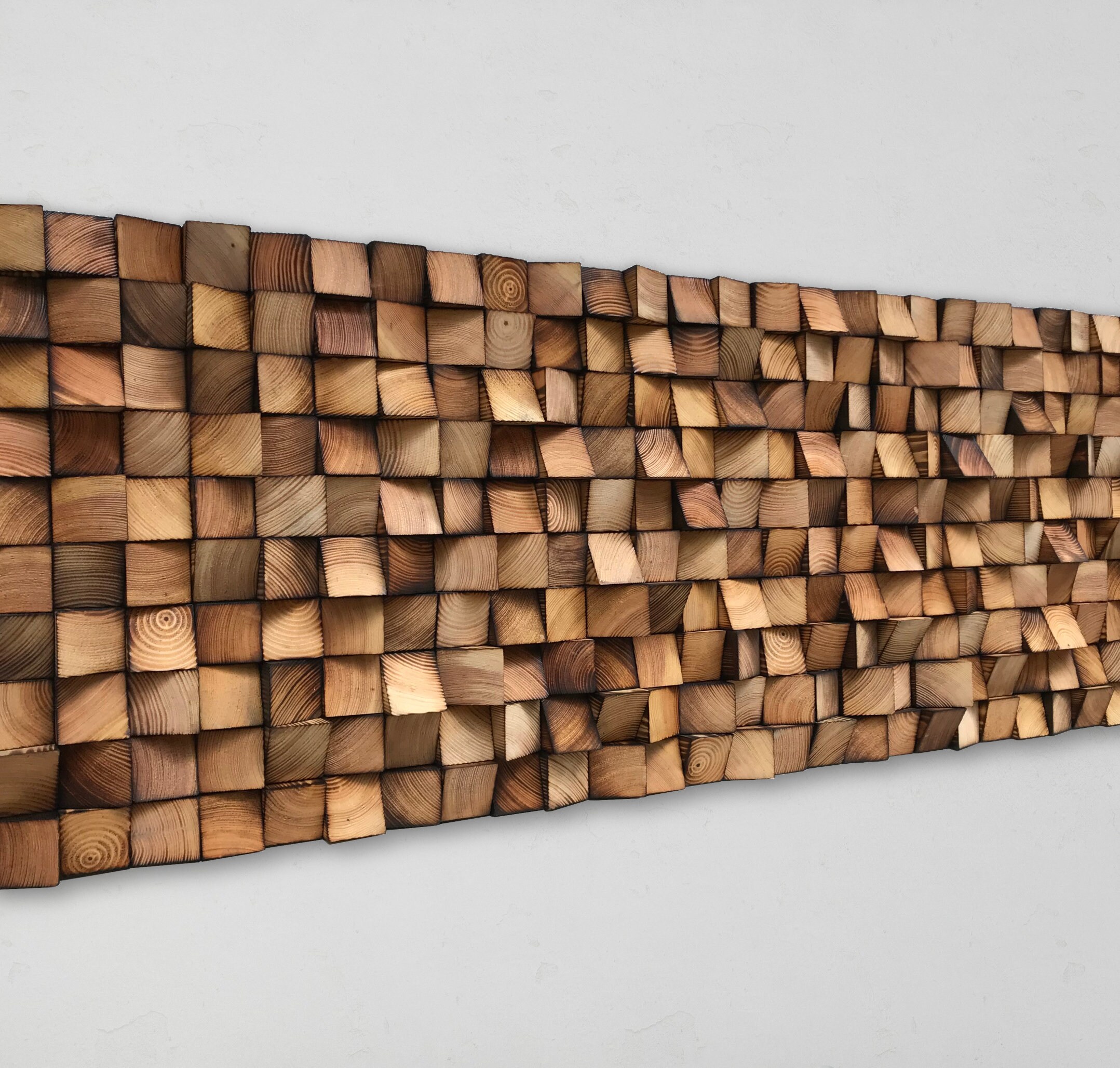 Reclaimed Wood Mosaic Wall Art - Geometric Sound Diffuser - Etsy