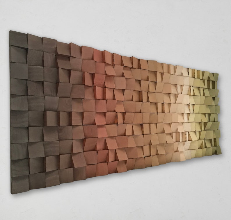 Reclaimed Wood Mosaic Wall Art - Ombre Geometric Decor - Etsy