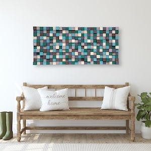 Wood Wall Art - Living Room Decor - Geometric Wall Art - 3D Wall Decor - Wood Wall Sculpture