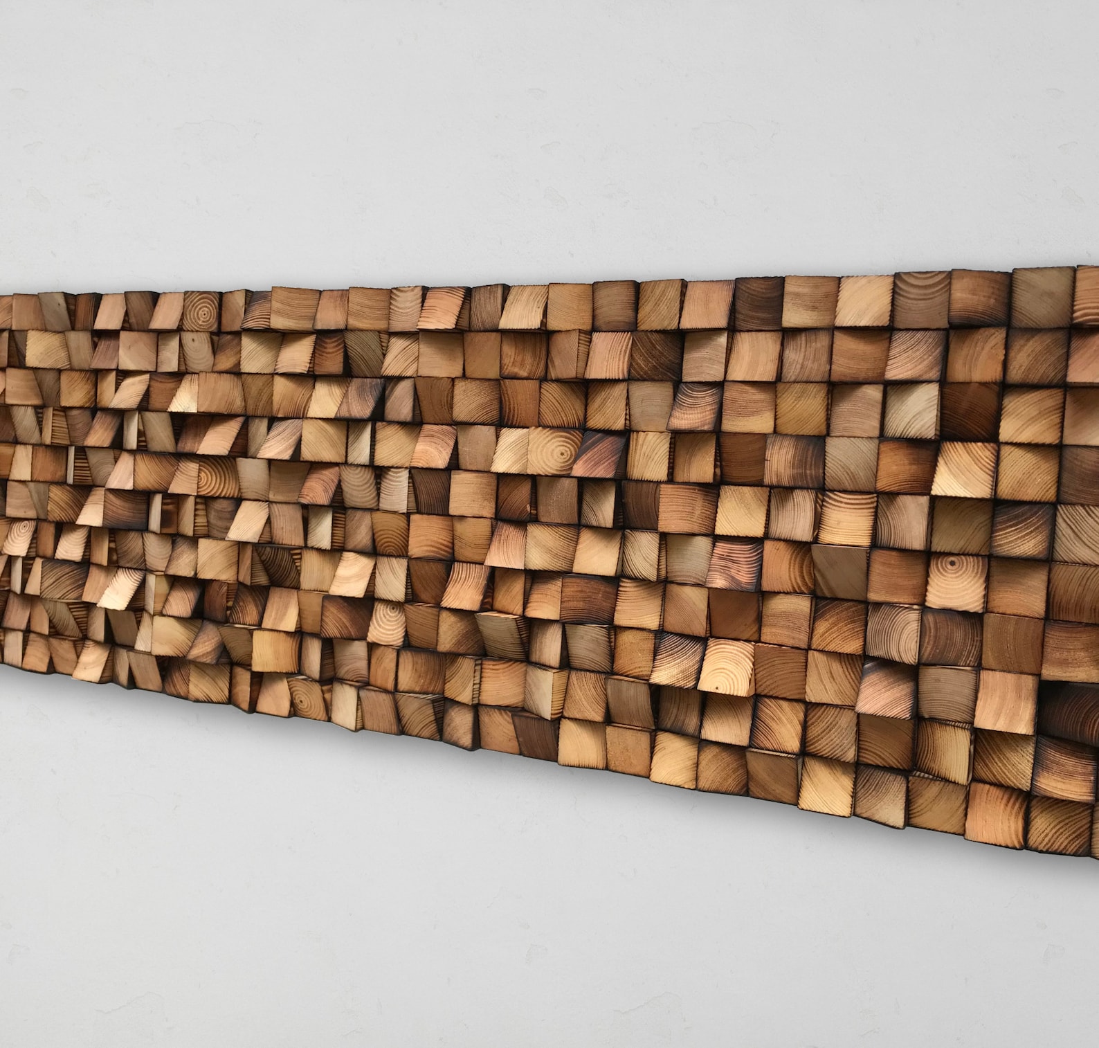 Reclaimed Wood Mosaic Wall Art - Geometric Sound Diffuser - Etsy