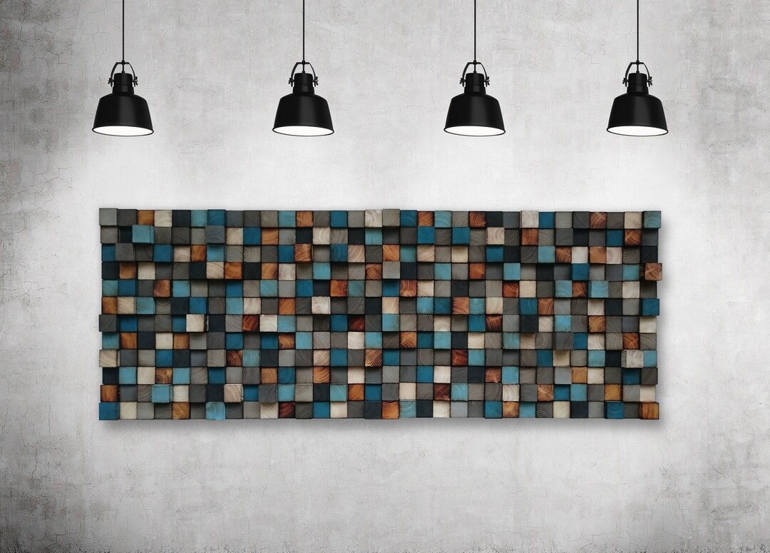 Reclaimed Wood Mosaic Wall Art – Geometric Rustic Decor - Etsy