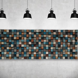 Wood Wall Art - Geometric Wall Art - Rustic Wall Decor - Living Room Decor - Wooden Mosaic