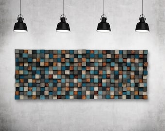 Décoration murale en mosaïque de bois de récupération – Décoration rustique géométrique