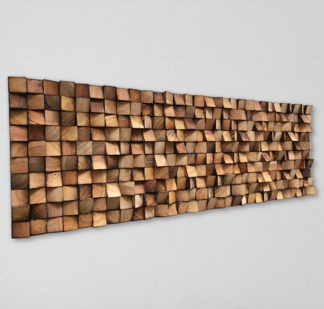 Reclaimed Wood Mosaic Wall Art - Geometric Sound Diffuser - Etsy