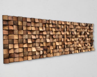 Arte mural de mosaico de madera reciclada - Difusor de sonido geométrico