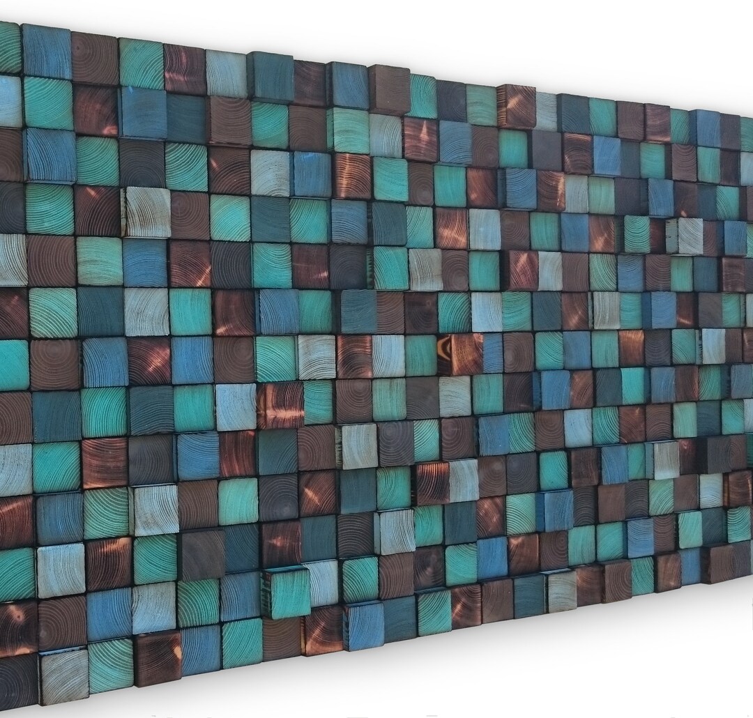 Large Reclaimed Wood Wall Art – Geometric Mosaic Decor - Etsy