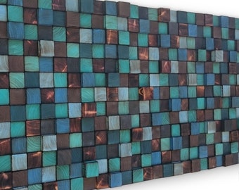 Large Reclaimed Wood Wall Art – Geometric Mosaic Decor