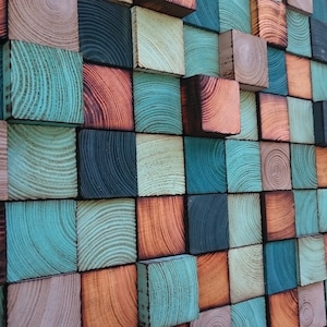 Wood Wall Art - Wall Decor - Living Room Art - Wood Wall Mosaic - Wood Wall Sculpture