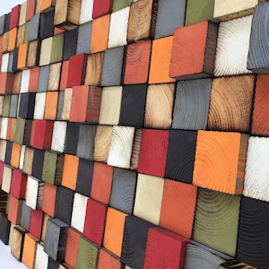 Wood Wall Art - Colorful Wall Decor - Geometric Wall Art