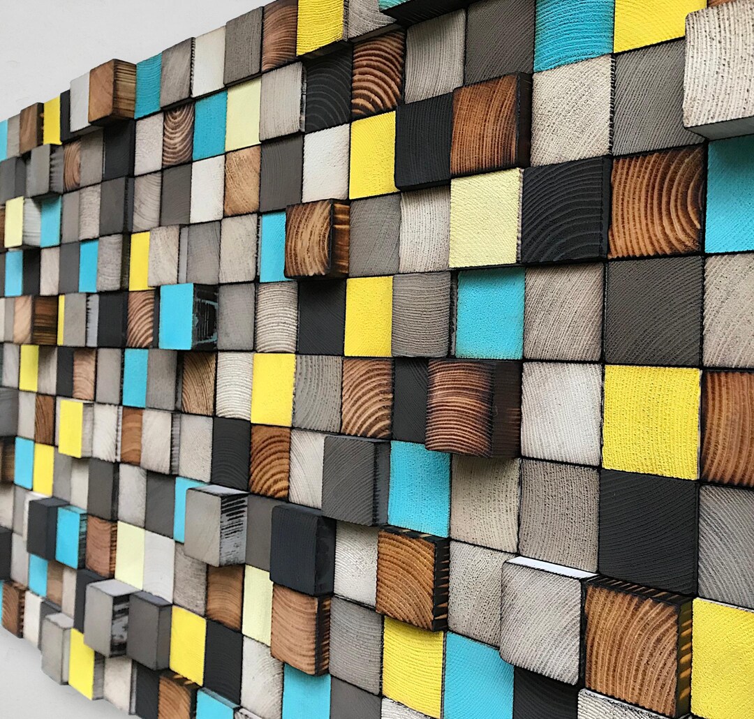 Wooden Wall Mosaic - Reclaimed Wood Wall Art - Wood Wall Decoration - Etsy