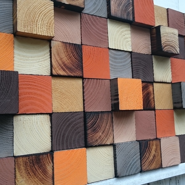 Arte de pared de madera - Arte de pared 3D - Arte de pared de madera recuperada - Difusor de sonido