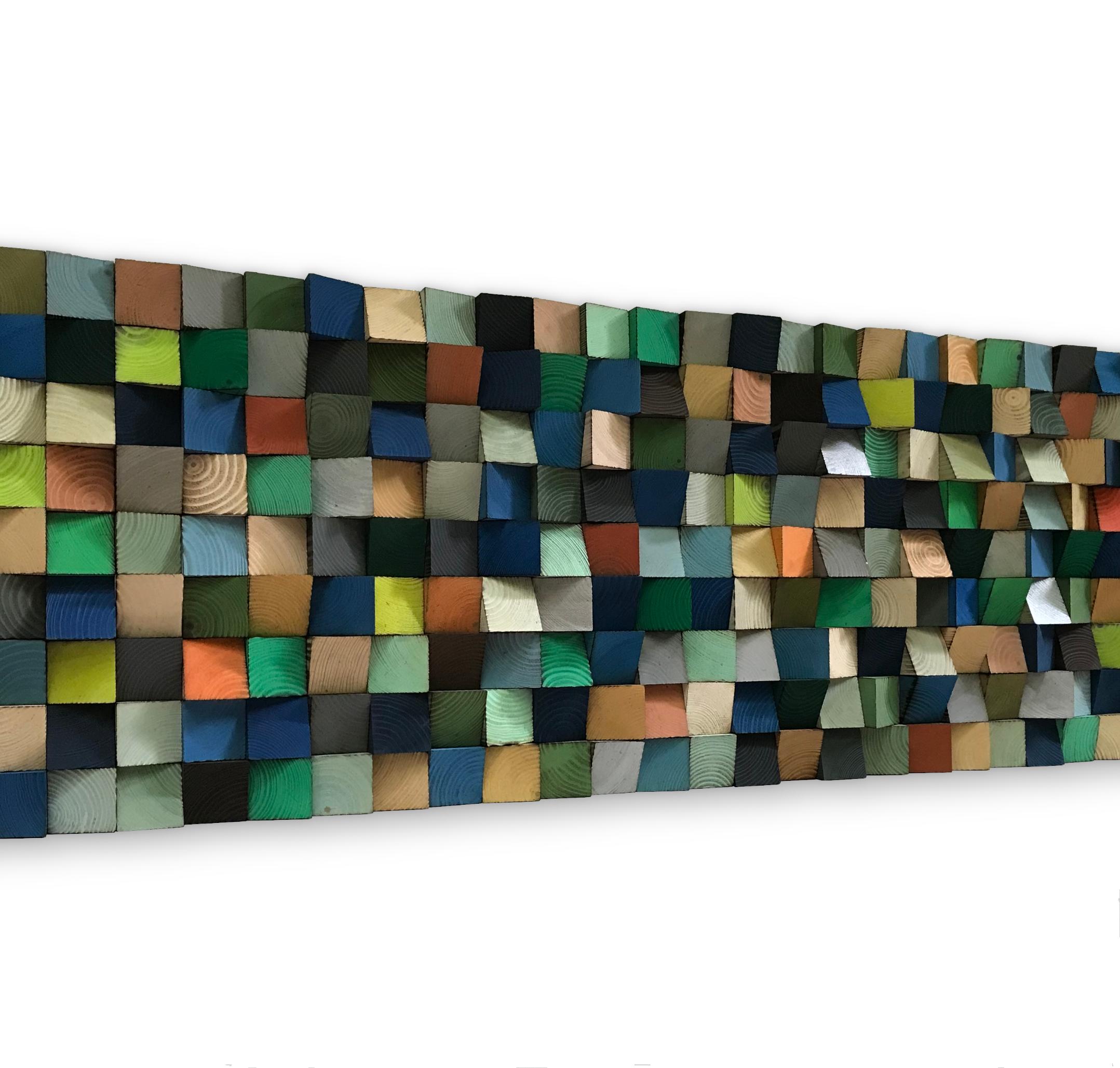Reclaimed Pine Wood Wall Art - Colorful Mosaic Sound Diffuser - Etsy