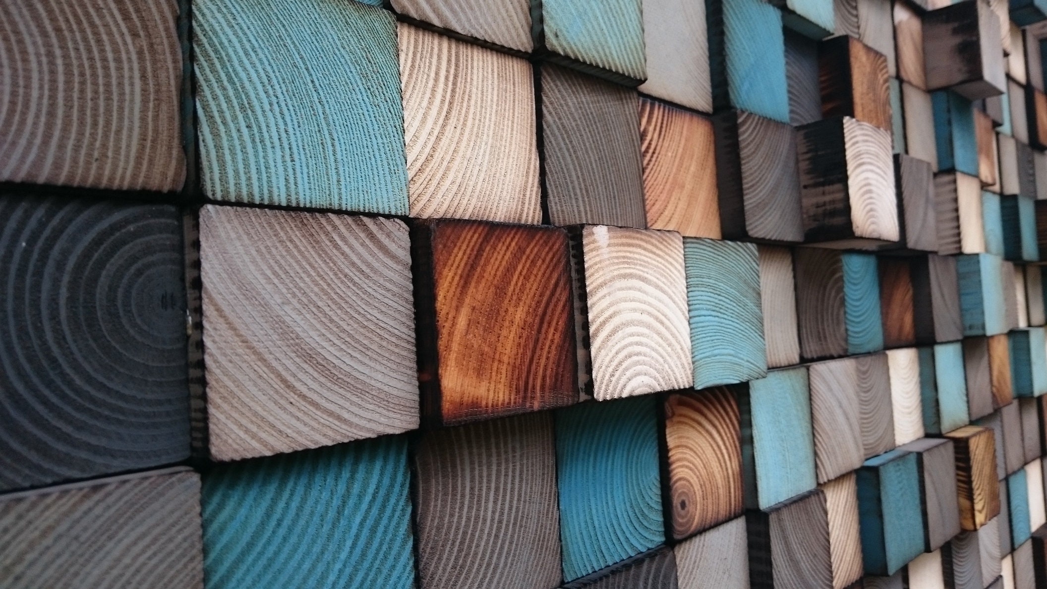 Reclaimed Wood Mosaic Wall Art – Geometric Rustic Decor - Etsy